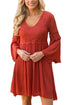 Sexy Rusty Red Dreamy Lace Top Elegant Swing Dress